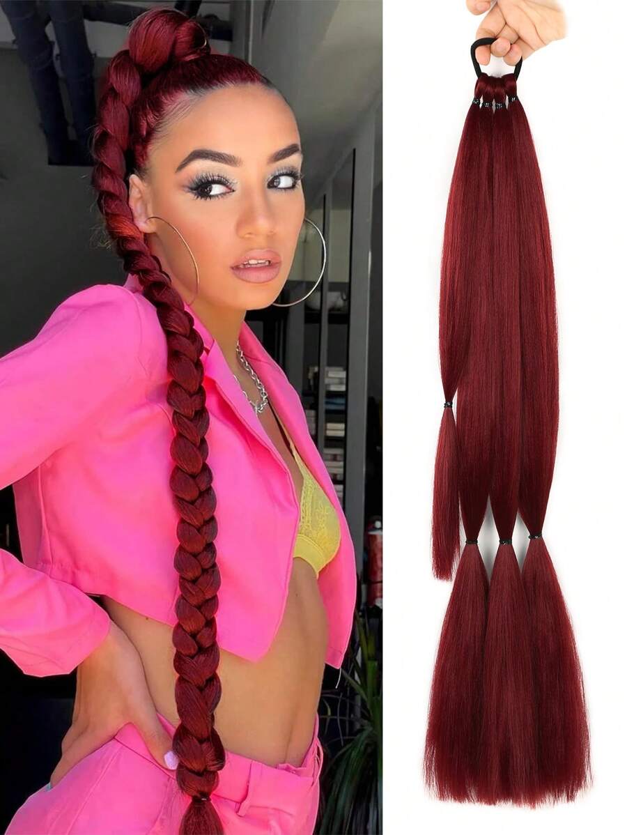 Tóc nối đuôi ngựa dài 26"/30"/34" kèm dây buộc, tóc giả tổng hợp mềm mại tự nhiên dành cho nữ, thích hợp sử dụng hàng ngày, dịp Giáng sinh, Năm mới, lễ hội hóa trang, lễ hội âm nhạc, màu nâu/nâu đậm.