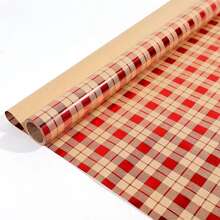 3pcs/Set Christmas Wrapping Paper - Red Stripe, Christmas Tree & Reindeer, Plaid Pattern - Each Roll 17in X 120in, Christmas Gift Box, Party Favor Wrapping Paper Rolls, 3 Designs