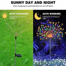 1 个太阳能接地插头，适用于户外烟花灯，60/90/200 LED 庭院灯，8 种仙女彩灯模式，适用于草坪、花园和小径、小路、花园、庭院、派对、万圣节和圣诞节装饰。太阳能接地插头，适用于草坪灯、户外装饰灯户外装饰灯 - 太陽能煙火燈 - 查看 8