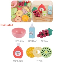 1 套儿童厨房玩具木制什锦假零食拼盘，假装游戏逼真的蔬菜和水果沙拉切菜玩具套装 - 彩色 - 查看 11