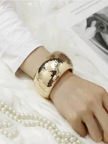 1 件时尚粗金属袖口手镯，适合女士，时尚街头、派对、节日、极简主义高端、朋克时尚独特配饰 - 多色 - 查看 2