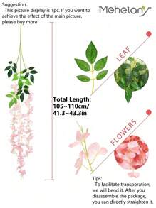 12 pièces ou 4 pièces ou 1 pièce/paquet (105 cm/41,37 po) Vigne de glycine artificielle Ratta Fausse guirlande de glycine pendante rose pâle Fleurs artificielles pendantes Feuilles en soie Fleurs en brousse longues pendantes Décoration de maison, fête, mariage, Saint-Valentin, cadeaux, anniversaire, remise des diplômes, décoration de jardin, plante d'extérieur, jardinage, fleurs artificielles