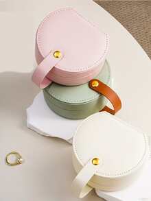 1 件便携式珠宝盒，简约家居珠宝收纳盒，女士旅行收纳盒，拉链袋耳环戒指手镯化妆包，贴心节日礼物，伴娘礼物，旅行必备品，双层迷你收纳盒 - 粉色 - 查看 5