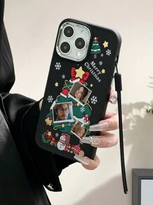 圣诞节简约金属框架彩绘带挂绳防震加厚手机保护壳印花兼容 iPhone 16/16 Pro Max、iPhone 15 XR /7/8、iPhone 15 Pro Max、iPhone 13/14 Pro Max、iPhone 13/14/11/12 Pro/14 Plus、iPhone 11/12 Pro、iPhone XS/XR/7 8/Plus/7G ES2 软壳 - 彩色 - 查看 5