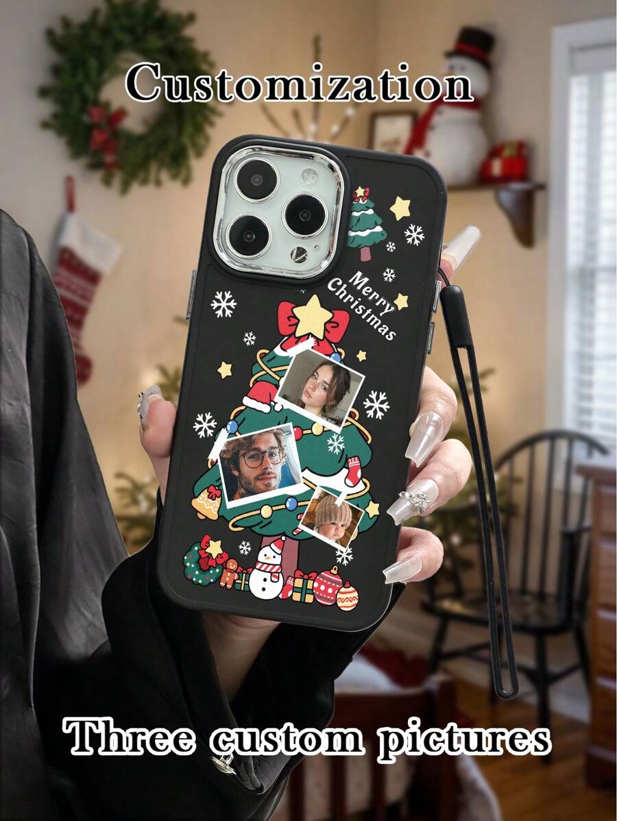 圣诞节简约金属框架彩绘带挂绳防震加厚手机保护壳印花兼容 iPhone 16/16 Pro Max、iPhone 15 XR /7/8、iPhone 15 Pro Max、iPhone 13/14 Pro Max、iPhone 13/14/11/12 Pro/14 Plus、iPhone 11/12 Pro、iPhone XS/XR/7 8/Plus/7G ES2 软壳 - 彩色 - 查看 1