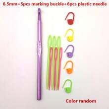 14/20 pièces set de crochets en aluminium, taille 2 mm-10 mm, comprend crochets, ciseaux à laine, marqueurs, aiguilles en plastique, couleurs aléatoires, idéal pour les débutants, outils de tricot
