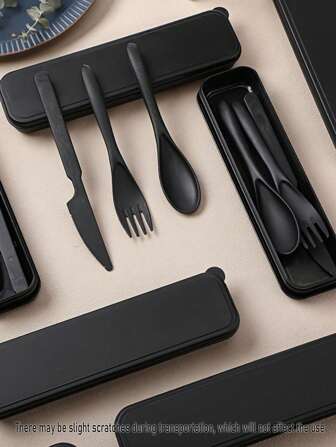 3pcs/Set Portable Knife Fork Spoon Tableware Set, Suitable For Outdoor Camping Picnic Travel Christmas Gift