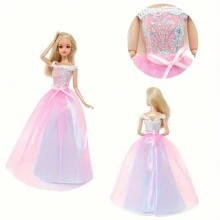1 set de robe de poupée de mode + 1 baguette magique + 1 couronne, pour poupée de 11,5 pouces, cadeau de jouet pour filles (poupée non incluse), cadeau d'Halloween/Thanksgiving/Noël