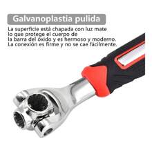 MEFENY Llave de tubo universal 52 en 1, mango antideslizante de 8-19 mm y diseño de hueso giratorio, juego de llaves de tubo multifuncionales mejoradas, herramienta de llave de doble extremo ajustable universal con imán, herramienta de llave multifuncional, cabezal giratorio de 360 ​​grados, llave universal con cabezal magnético, tornillos adsorbibles, llave métrica, llave imperial, herramientas de acero inoxidable para el hogar o el automóvil, herramientas de reparación, artículos para el hogar, accesorios de garaje, herramientas de llave para el hogar, bicicletas, reparación de automóviles - Rojo - Ver 3