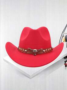 2pcs Western Cowboy Costume Accessories Set - Includes Cowgirl Hat And Bandana Scarf For Farm Halloween Party Dress-Up Props, Cool And Handsome Style With Pop-Culture Theme - Cowboy Hat + Red Scarf - View 4