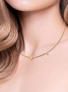 定制字母项链，不锈钢心形项链，生日礼物，情人节礼物，伴娘礼物，圣诞礼物，母亲节礼物 - 彩色 - 查看 6