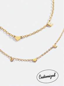 定制字母项链，不锈钢心形项链，生日礼物，情人节礼物，伴娘礼物，圣诞礼物，母亲节礼物 - 彩色 - 查看 4