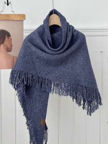 时尚女士围巾，休闲复古纯色，高品质，百搭时尚保暖，适合冬季度假旅行、角色扮演、晚宴等场合，优雅百搭，可作披肩围巾，秋冬新款 - 彩色 - 查看 5