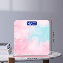1 Peça Balança Doméstica Inteligente, Balança Digital Humana para Banheiro, Peso Máximo de 180 kg, Design Inspirado na Pintura de Tinta em Superfície Natural (Exceto Bateria) - Correspondência de cores aleatórias em várias cores - Visão 5
