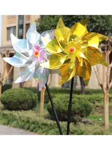 1 个 24 厘米八角形全息风车，塑料反光装饰花园桩，用于驱赶鸟类，庭院和花园驱鸟工具 - 彩色 - 查看 9