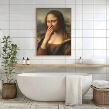 一套 1 张，蒙娜丽莎搞笑浴室海报，难闻的浴室海报，厕所幽默墙画，有趣的复古浴室印刷品，墙画，帆布海报，帆布墙面装饰