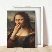 一套 1 张，蒙娜丽莎搞笑浴室海报，难闻的浴室海报，厕所幽默墙画，有趣的复古浴室印刷品，墙画，帆布海报，帆布墙面装饰