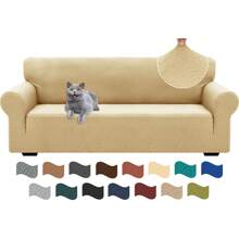 2024 Newest 1 Piece Couch Covers For 1/2/3/4 Cushion Stretch Loveseat Slipcovers High Stretch Jacquard Sofa Slipcover For Living Room Pets Dogs Loveseat Furniture Protector - 米色 - 查看 1