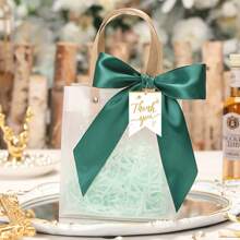 1/5pcs Ribbon Decor PVC Gift Bags, Gift Packaging Bags, Wedding Party Birthday Gift, Mother's Day Packaging Bags, Christmas Gift