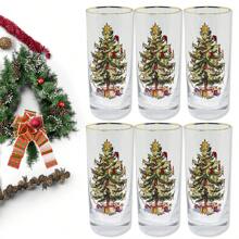 2/4/6 件圣诞树玻璃器皿 - 玻璃制成 - 金边 - 经典饮具 - 圣诞节、节日或婚礼礼物 - 酒杯（高球杯/蛋杯） - 高球杯 - 查看 14