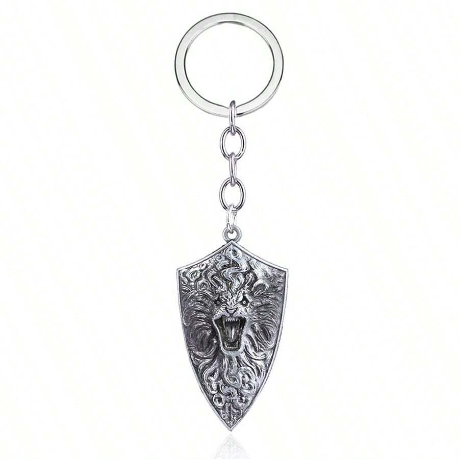 Dark's Lion Shield Keychain Leo Keyring Zinc Alloy Cosplay Accessories - Silver - View 1