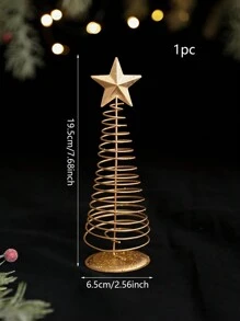 1个铁艺迷你圣诞树，创意迷你圣诞装饰，金色桌面圣诞树装饰，圣诞派对用品，最佳礼物，生日家居装饰，房间装饰，冬季圣诞装饰，家居圣诞礼物，圣诞装饰 - 金色 - 查看 11