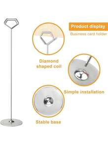16PCS Diamond Place Card Holder 12 Inches Wedding Table Number Holders  Metal Table Card Holders, Picture Holders For Tables, Card Holder Stand For Photos, Food Signs, Memo Notes, Weddings, Restaurants, Birthdays