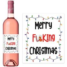 6 件幽默圣诞葡萄酒标签，有趣的香槟酒瓶贴纸包，防水乙烯基礼品标签，适合节日派对装饰，非常适合朋友和家人 - 彩色 - 查看 3