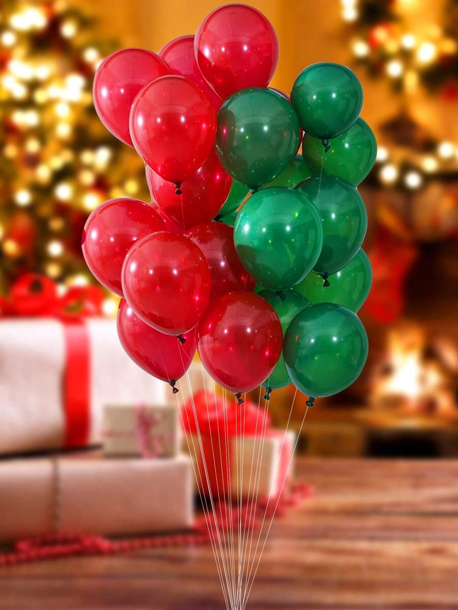 20 Stücke rote und olivgrüne Latex Luftballons, geeignet für Weihnachtsparty Dekoration