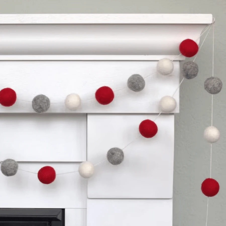 Christmas Felt Ball Wreath, Hanging Decor, Home Decor, Stage Props, Room Decoration, Adds Festive Joy To Your Decoration!,Home Decor ,Room Decor,Wall Decor - Multicolor - View 1