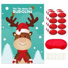 Trò chơi tiệc Giáng sinh cho Pin The Nose On The Reindeer Hoạt động Giáng sinh Trò chơi tiệc ngày lễ với 24 miếng dán mũi Pin The Tail Đồ dùng tiệc Giáng sinh cho người lớn - Nhiều màu - Xem 1