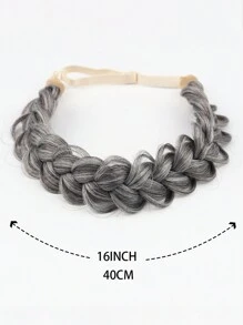 黑色编织宽鱼辫，弹性可调，宽松假发发饰，适合女孩佩戴合成头带和接发，非常适合派对、万圣节和圣诞节装扮 - 灰色 - 查看 2