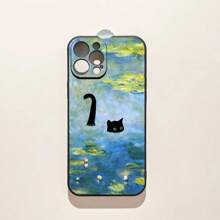 1 件 TPU 材质油画莲花和猫图案防摔手机壳适用于 /手机 - 彩色 - 查看 6
