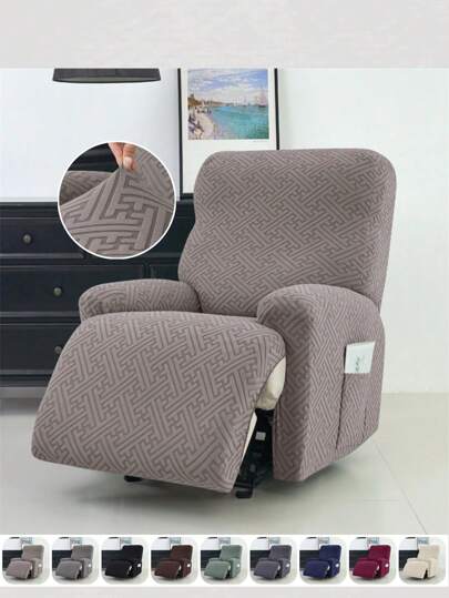 1 Set (4 Stück) Split Jacquard Sesselüberwurf einfarbig, elastischer Einzelsofabezug, Stretch-Spandex-Sesselhülle für Wohnzimmer und Schlafzimmer