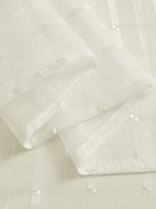 1 片/2 片网格状半透明薄纱窗帘，简约半透明穿孔设计窗帘，适用于客厅、阳台和卧室的装饰，客厅窗帘，卧室窗帘，厨房，多用途装饰窗帘。 - 米色 - 查看 7