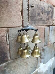 1pc Retro Cast Iron Leaf Wind Chime, Vintage Open Bell Iron Ornament For Outdoor Garden Patio Decor,Home Decor ,Room Decor,Wall Decor Gifts Birthday Graduation - Bronze - View 5