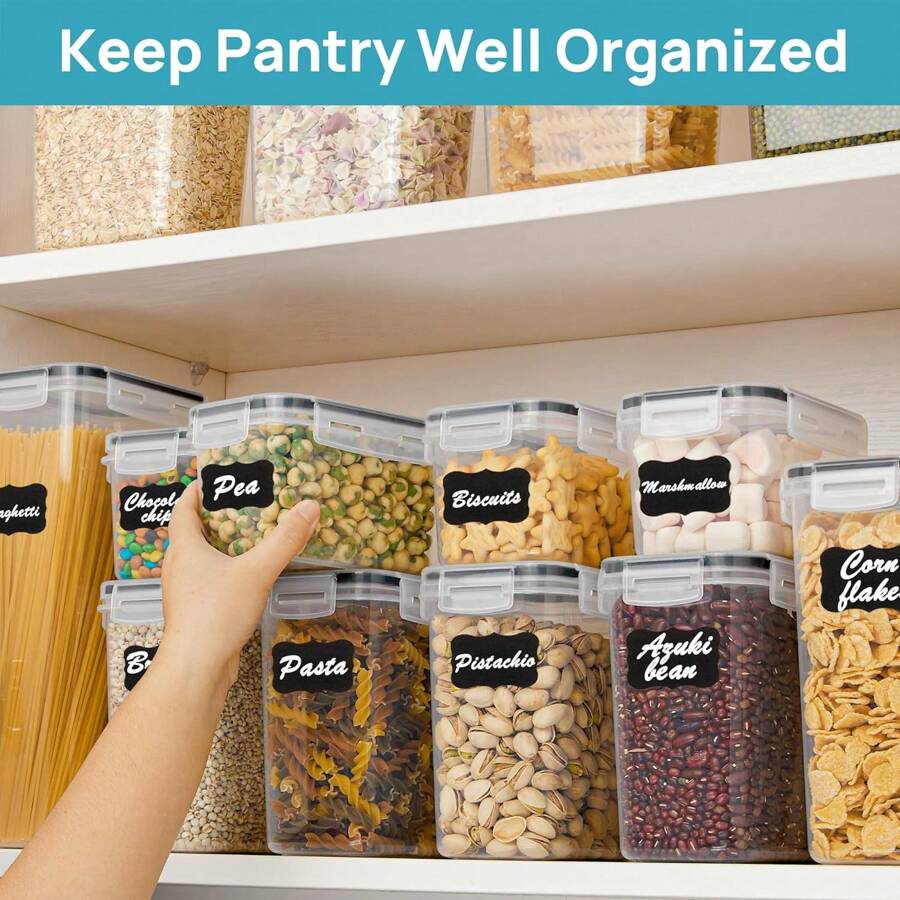 30 Pieces Black Plastic Food Storage Containers Labels & Marker