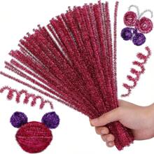 超值装 150 件闪亮金属丝扭条、闪光管道清洁器、11.81 英寸 DIY 工艺用品，适用于创意项目，附赠 1 根胶棒，圣诞闪光金属丝扭条，适用于艺术、工艺品、缝纫 - 彩色 - 查看 22