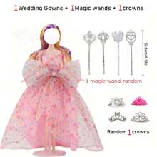 1 set de robe de poupée de mode + 1 baguette magique + 1 couronne, pour poupée de 11,5 pouces, cadeau de jouet pour filles (poupée non incluse), cadeau d'Halloween/Thanksgiving/Noël