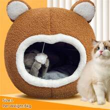 Giường cho mèo kiểu gấu bông, phù hợp cho mèo vừa và nhỏ, thiết kế dày ấm áp, kín một nửa, nhà cho thú cưng hoạt hình, nơi trú ẩn cho mèo - Lạc đà - Xem 2