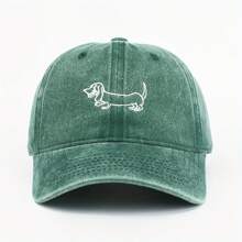 1 chiếc Mũ lưỡi trai bóng chày thêu hình chó Dachshund dễ thương phong cách đường phố cổ điển đã giặt, thích hợp cho các hoạt động giải trí ngoài trời và ngày lễ - màu xanh lá - Xem 7