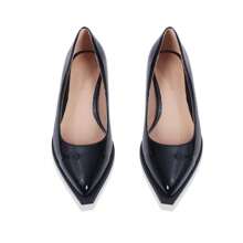 Platikly Women's Shoes For Women Fashion Forward Elegant Dressy Womens Pumps And Loafers With Low Chunky Heel And Sleek Pointed Toe Design Fashion Forward - 黑色漆皮 - 查看 2