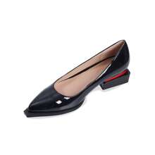 Platikly Women's Shoes For Women Fashion Forward Elegant Dressy Womens Pumps And Loafers With Low Chunky Heel And Sleek Pointed Toe Design Fashion Forward - 黑色漆皮 - 查看 5