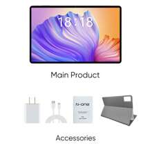 N-One Npad Ultra 12-Inch Android 14 Tablet, Snapdragon 685, 8GB+12GB Expansion RAM+128GB ROM, 5G WIF+4G LTE, Widevine L1, 5MP+13MP Camera, 9200mAh, Type-C, Supports 1TB Expansion, Comes With Cable, Adapter, Protective Case - US B Type Plug(110-127V) - View 10