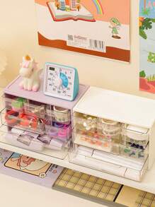 1 件创意清新 6 格收纳盒，拉出顺畅，分类 6 个隔层，整洁有序，适合学生用品、办公室、家居小物品，书桌抽屉式，适合珠宝、隐形眼镜 - 彩色 - 查看 4