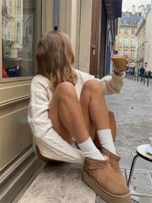 New Autumn/Winter Women's Warm, Slim-Fit, Versatile Pullover Knitted Long Sleeve Sweater Top With Design - Apricot - View 2