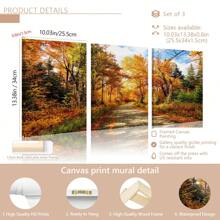 3 pièces d'art mural avec cadre en bois, peuvent être accrochés directement. Affiche d'automne avec feuillage d'automne, décoration murale unique. Impression d'art tendue et prête à être accrochée - Affiches encadrées, art mural, éléments de décoration de pièce