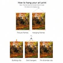 3 pièces d'art mural avec cadre en bois, peuvent être accrochés directement. Affiche d'automne avec feuillage d'automne, décoration murale unique. Impression d'art tendue et prête à être accrochée - Affiches encadrées, art mural, éléments de décoration de pièce
