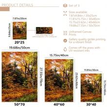3 pièces d'art mural avec cadre en bois, peuvent être accrochés directement. Affiche d'automne avec feuillage d'automne, décoration murale unique. Impression d'art tendue et prête à être accrochée - Affiches encadrées, art mural, éléments de décoration de pièce