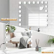 Geschenk 60 x 52 cm Schminkspiegel mit 17 LED-Beleuchtung, USB-Touch, Heimdekoration, Badezimmerzubehör, Schulrückkehrartikel - Weiss - Übersicht 10